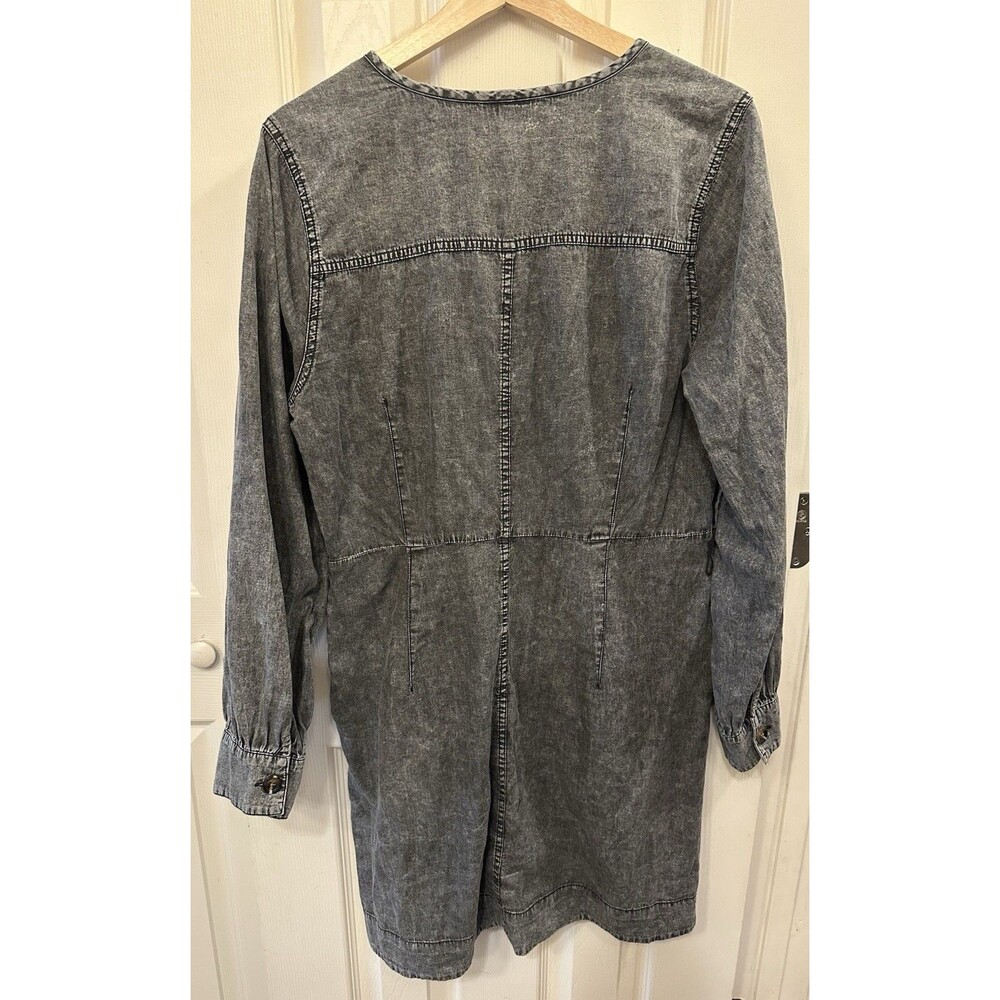 WHO WHAT WEAR 100% Cotton Faded Black Denim Dress Size L Cottage Scandi EUC‎ - Picture 5 of 9